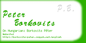 peter borkovits business card