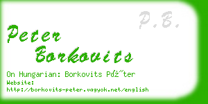peter borkovits business card